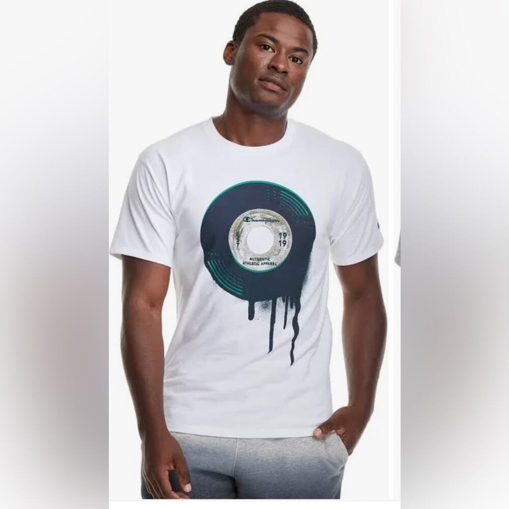Champion White Graphic Short Sleeve Record Player T-Shirt